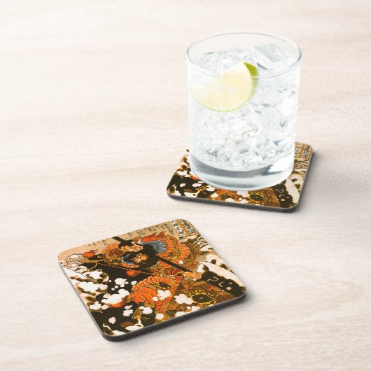 Kyusempo Sakucho Black Stallion Kuniyoshi Fine Art Drankjes Onderzetter (Rechterzijde)