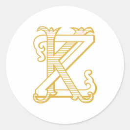 KZ of ZK Monogram antiek sticker in goud