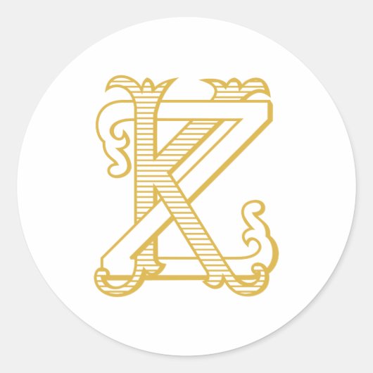 KZ of ZK Monogram  antiek sticker in goud (Voorkant)