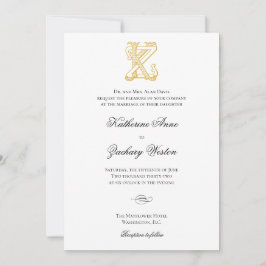 KZ of ZK Monogram Vintage Wedding Invitting Kaart
