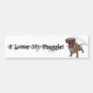 l1, ik hou van mijn Puggle! Bumpersticker