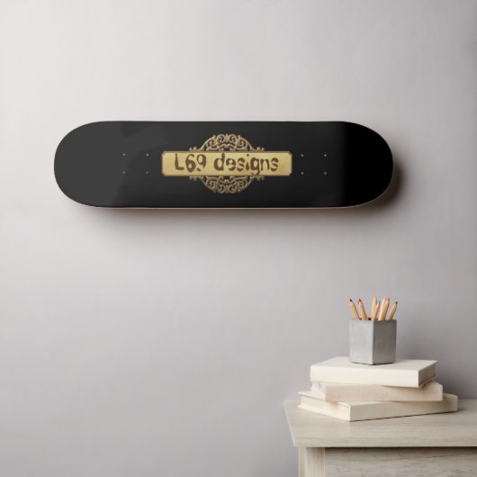 L69 DESIGN GOUDEN BANNER PERSOONLIJK SKATEBOARD (Muurkunst (Horizontaal))