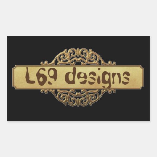 L69 DESIGN GOUDEN BANNER RECHTHOEKIGE STICKER (Voorkant)