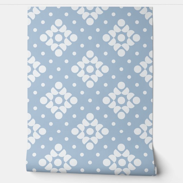 (L) 2502222B Retro Dotty Diamond Blue Background Behang (Afrollen)