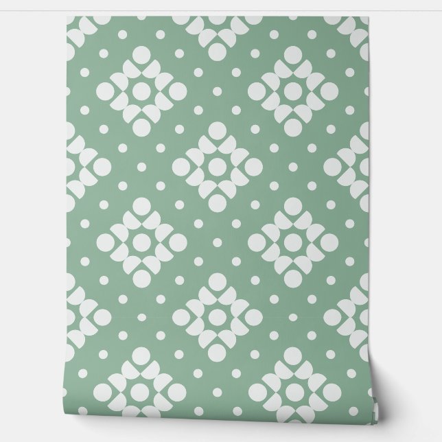 (L) 2502222C Retro Dotty Diamond Green Backgroud Behang (Afrollen)