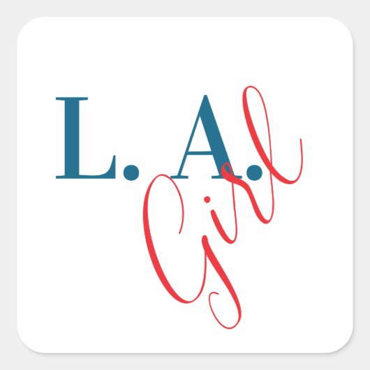 L. A. Girl Los Angeles Moderne Minimalistische Vierkante Sticker (Voorkant)