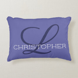 L Aangepaste beginnaam Blauwe Periwinkle Accent Kussen