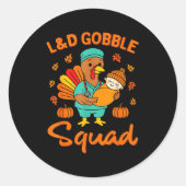 L&amp;d Gobble Squad Thanksgiving Labor &amp; Deli Ronde Sticker (Voorkant)