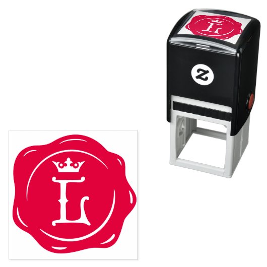 L - Antiek Wax Seal Gotische Kroon Initiaal Letter Zelfinktende Stempel (In situ)
