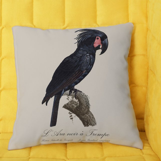 L' Ara Noir a Trompe / Palm Cockato Kussen (L' Ara Noir a Trompe / Palm Cockatoo. Throw Pillow)