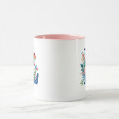 L blauwe monogram met bloemen mok (Midden)