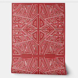 L - Bold Lines - Symmetrical Tile- Red And White Behang