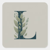 L botanisch monogram vierkante sticker (Voorkant)