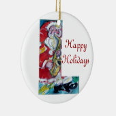 L BRIEF/SANTA EN SAX, CHRISTMAS PARTY MONOGRAM KERAMISCH ORNAMENT (Rechts)