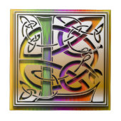 L Celtic Rainbow Aangepaste monogram tegel Tegeltje (Voorkant)