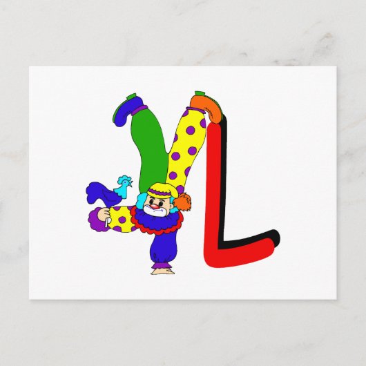 L Clown Briefkaart (Voorkant)