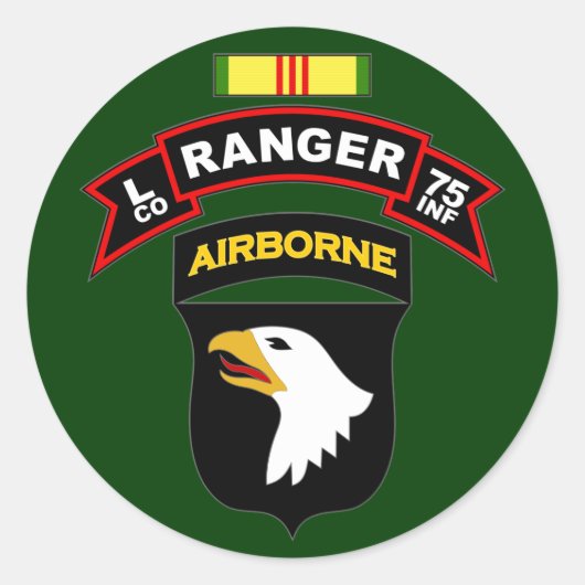 L Co, 75th Infantry Regiment - Rangers, Vietnam Ronde Sticker (Voorkant)