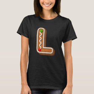 L Cutest Capital Christmas Cookie Alphabet Letter T-shirt