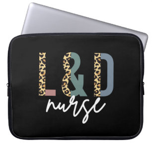 L & D Cheetah print arbeidsverpleger en verloskund Laptop Sleeve