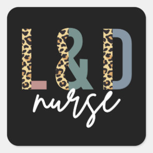 L & D Cheetah print arbeidsverpleger en verloskund Vierkante Sticker