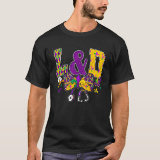 L D Verpleegster Mardi Gras Coquette Bow Grappige  T-shirt