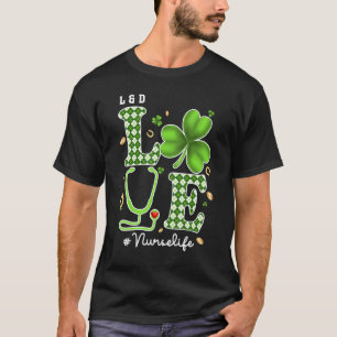 L&D Verpleegster St Patricks Day Love Stethoscoop T-shirt