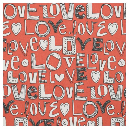 l de LOVE rood Stof (Swatch)