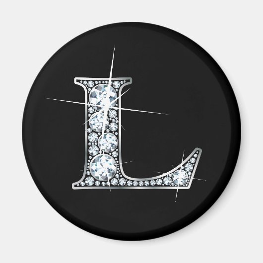 "L" Diamond Bling Magnet (Voorkant)