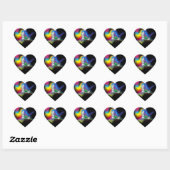 "L" Diamond Bling on Rainbow Swirl Heart Sticker (Vel)