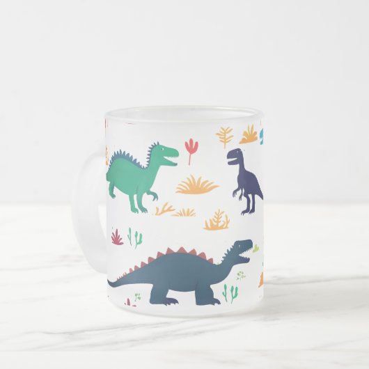 l Dinosaurs Pattern  Matglas Koffiemok (Voorkant links)