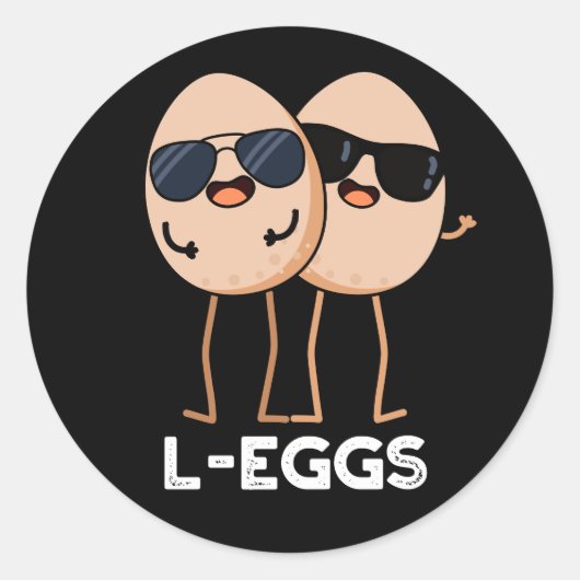 L-eieren Funny Egg Pun Dark BG Ronde Sticker (Voorkant)
