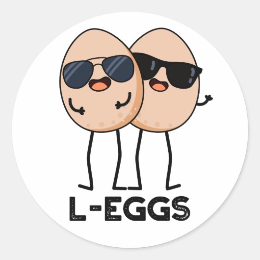 L-eieren Funny Egg Pun Ronde Sticker (Voorkant)