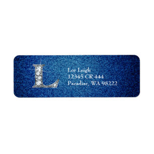 L Faux Diamond on Denim Return Address Label