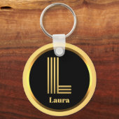 L Gold Monogrammed Letter Personalized Sleutelhang Sleutelhanger (Voorkant)