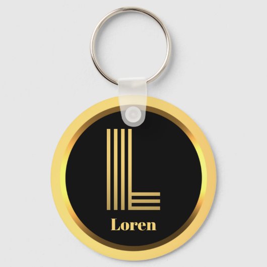 L Gold Monogrammed Letter persoonlijk Sleutelhanger (Voorkant)