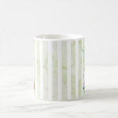 L gouden initiaal op blauwe en witte strepen koffiemok (Center)