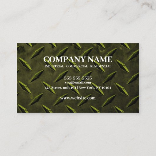 L. Groen Metalen Textuur Custom Construction Worke Visitekaartje (Achterkant)