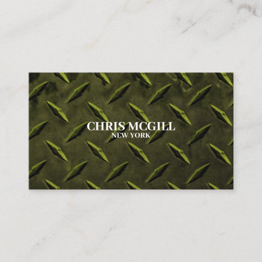 L. Groen Metalen Textuur Custom Construction Worke Visitekaartje (Voorkant)