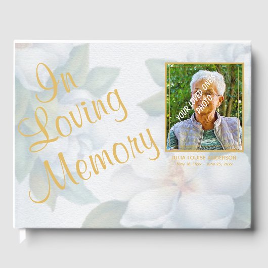 L 'In Loving Memory' Fotobegrafenis Bloemen Gastenboek (Voorkant)