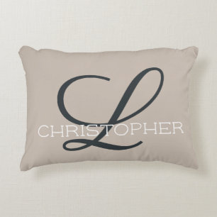 L Initiele Gepersonaliseerde Naam Tan Taupe Trendy Accent Kussen