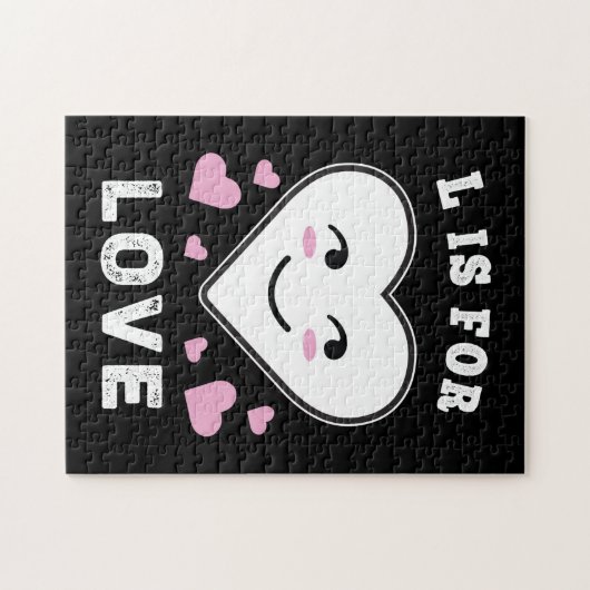 L is voor de liefdesdag Valentijnsdag waar ik van  Legpuzzel (Horizontaal)