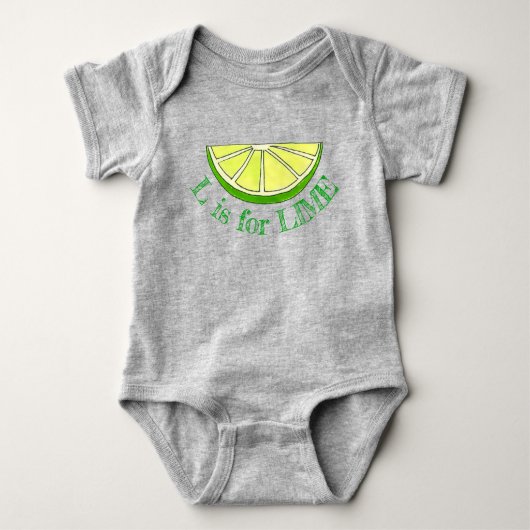 L is voor kalkgroen Citrus Fruit Slice Alphabet Romper (Voorkant)