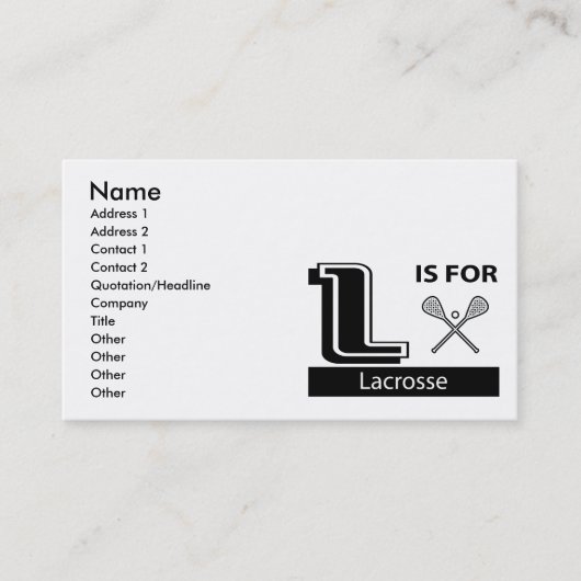 L is voor lacrosse visitekaartje (Voorkant)