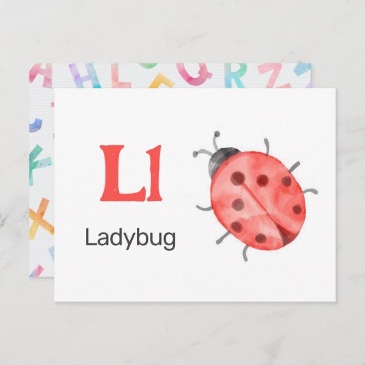 L is voor Ladybug - Alphabet Flash Kaart (Voorkant / Achterkant)