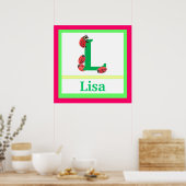 L is voor Ladybug en Girl Name Wall Art voor kinde Poster (Keuken)