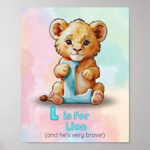 L is voor Leeuw – Alfabetprint voor de kleuterkame Poster