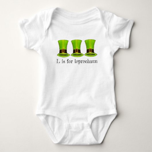L is voor Leprechaun Green Tophat St. Patrick's Da Romper (Voorkant)