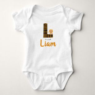 L is voor Liam (of uw CUSTOM L-naam) Lion Oerwoud Romper