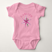 L is voor LILY Pink Easter Spring Lilies Flower AB Romper (Voorkant)