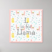 L is voor Llama Boho Cute Alapaca Nursery Canvas Afdruk (Voorkant)